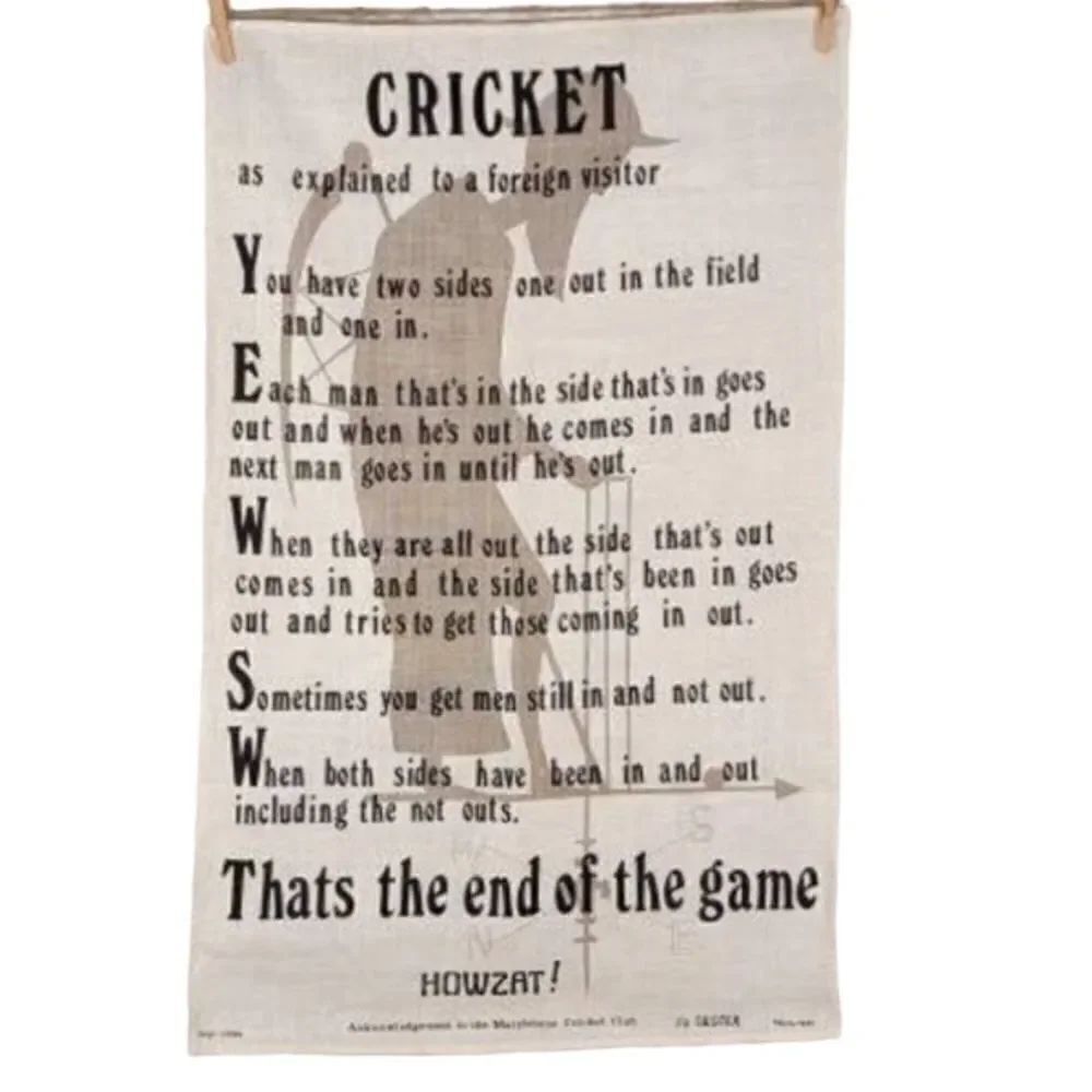 Ulster Cricket 6082 Tea Towel Irish Linen Marlebone Club Funny Humor 18.5x29